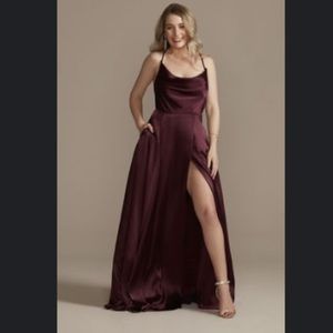 Never been worn charmeuse wine colored dress